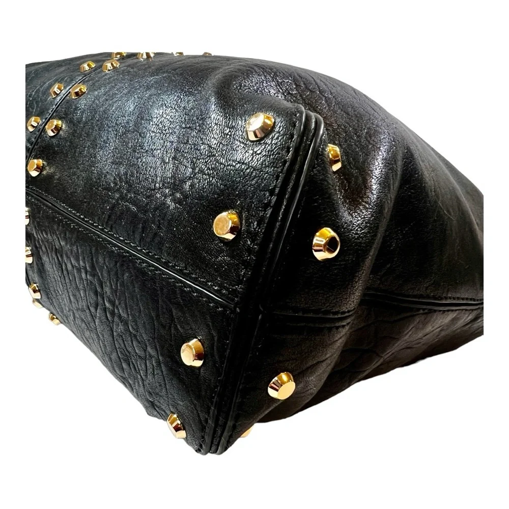 Michael Kors Vintage Black Leather With Gold Studs and Chain Crossbody EVC - Picture 9 of 15